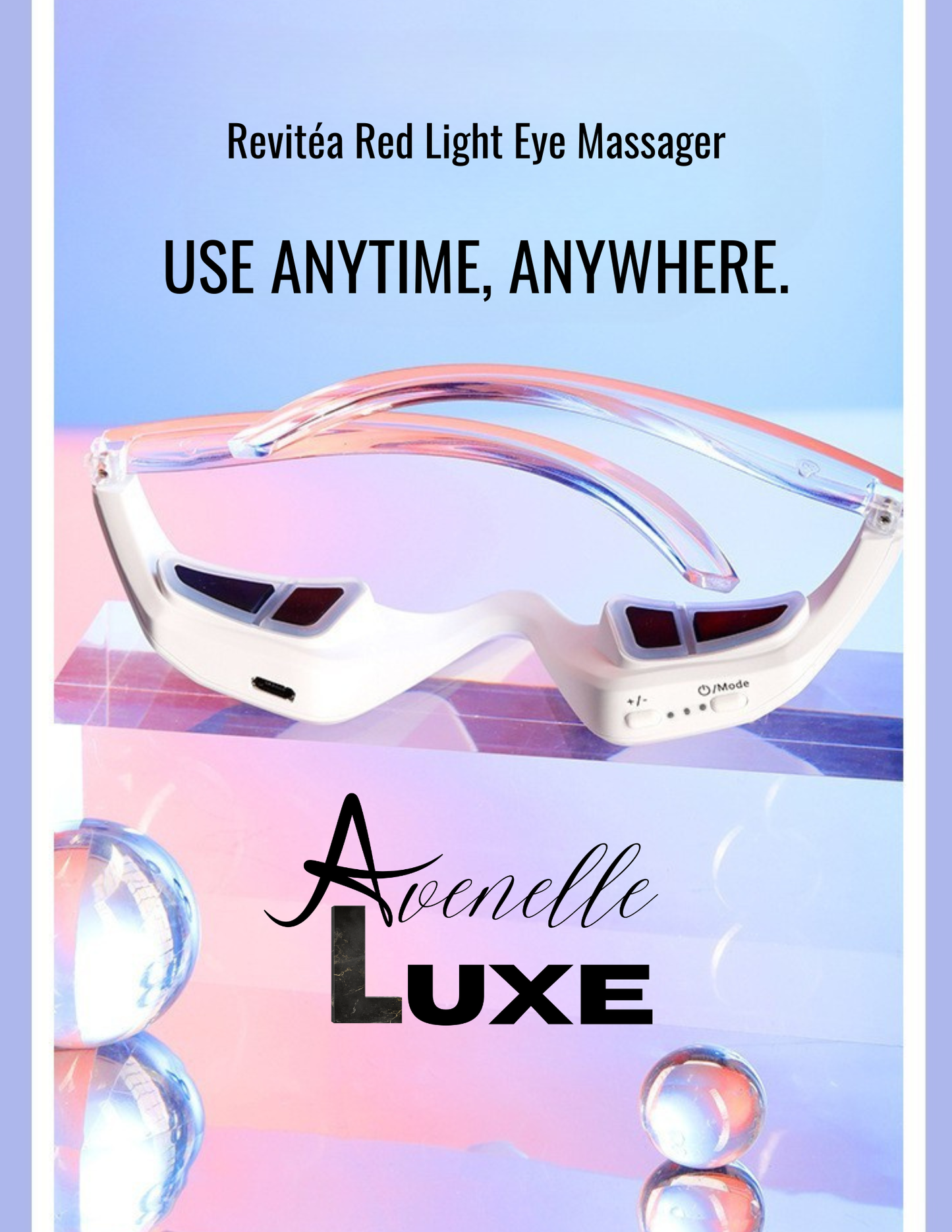 Avenelle Luxe Revitéa EMS Eye Massager – Red Light & Gentle Microcurrent Skincare Device - Avenelle Luxe