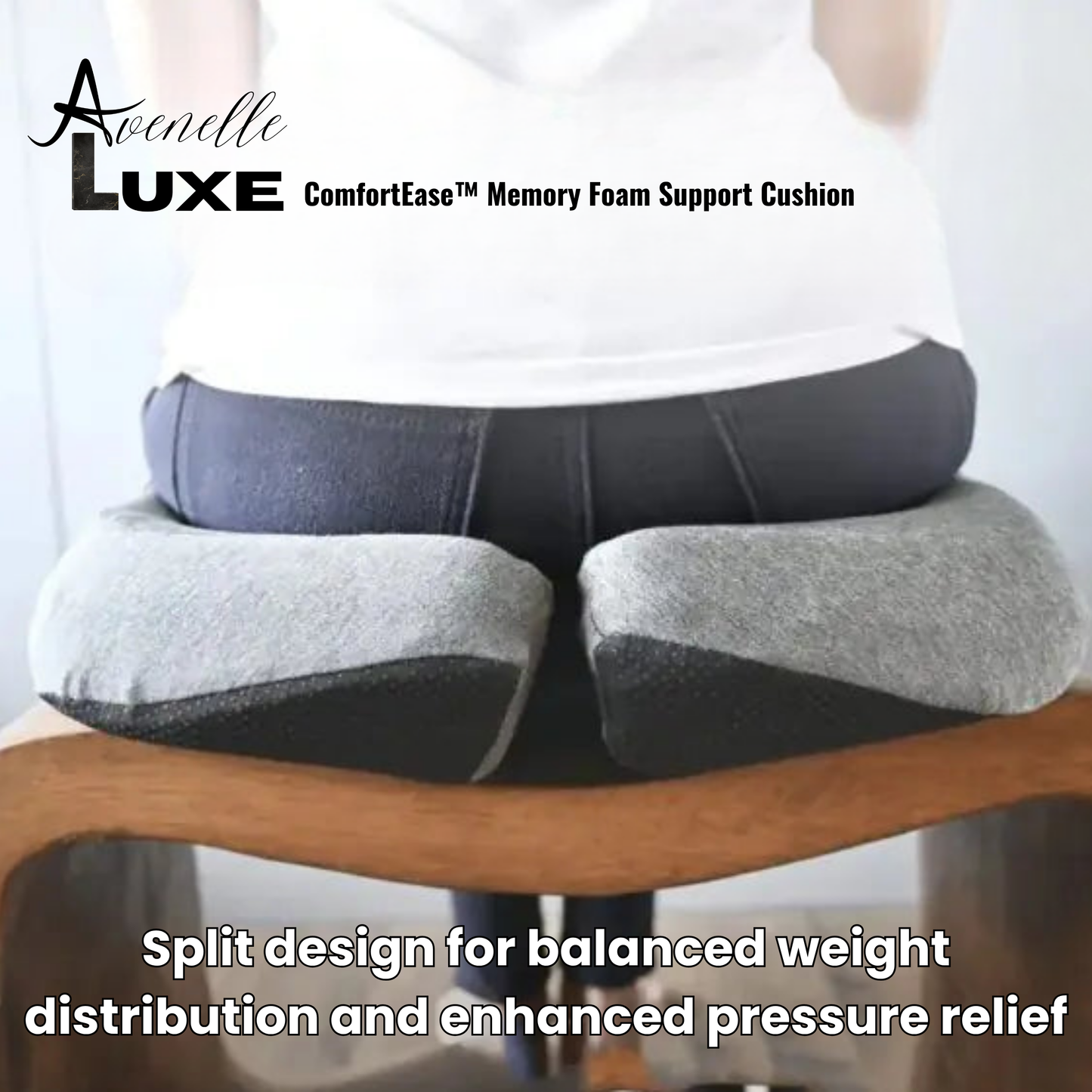 Avenelle Luxe ComfortEase™ Memory Foam Support Cushion – Ergonomic Back & Tailbone Support for Office, Car & Travel