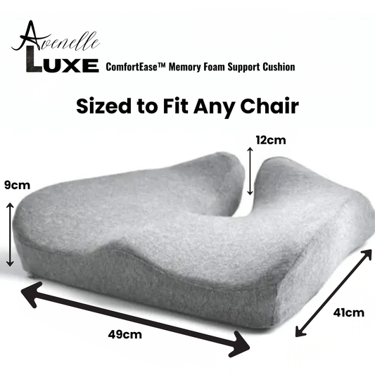 Avenelle Luxe ComfortEase™ Memory Foam Support Cushion – Ergonomic Back & Tailbone Support for Office, Car & Travel