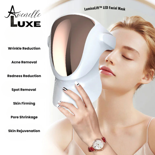 Avenelle Luxe LuminaLift™ LED Facial Mask – Multi-Color Light Skincare Device with Magnetic Neck Support